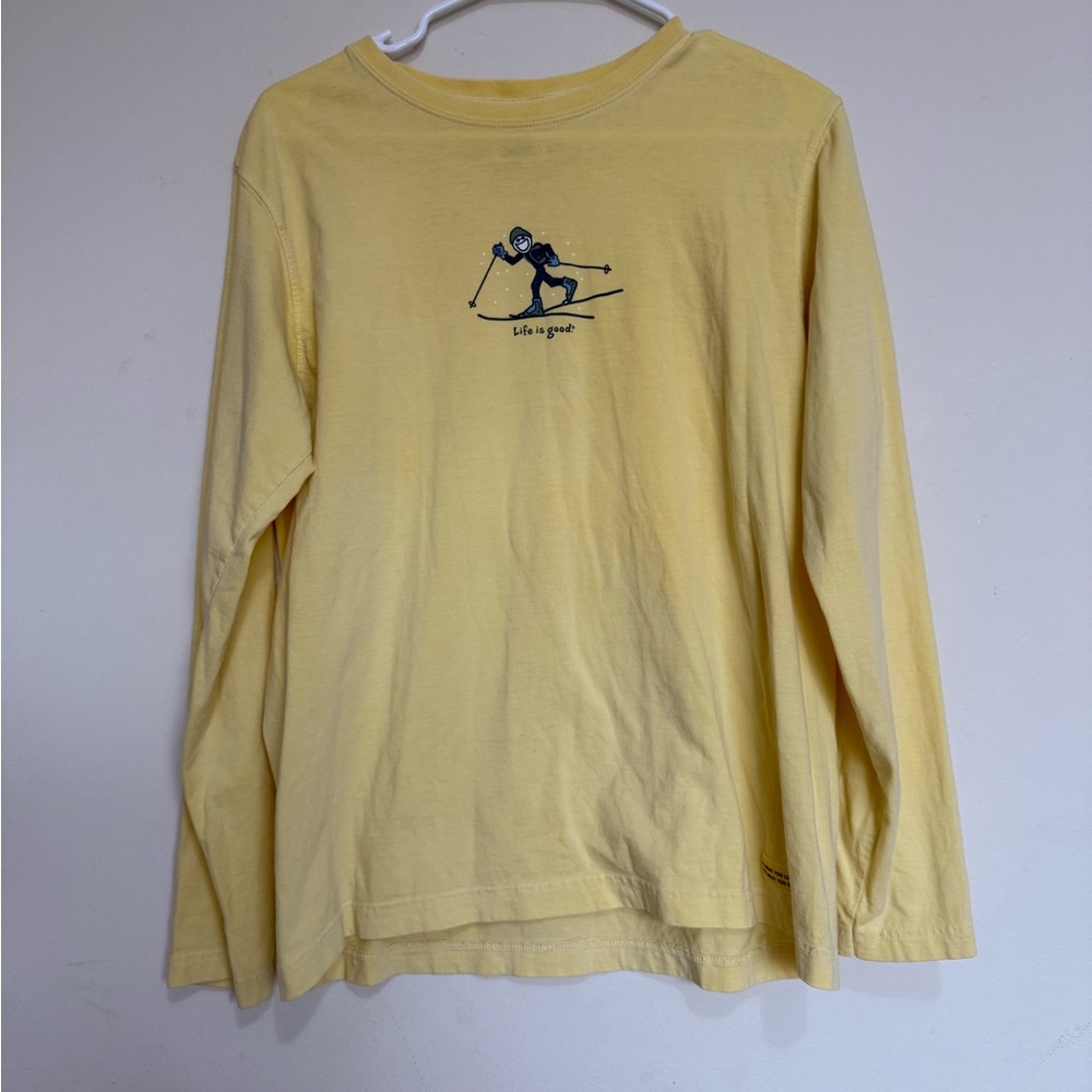 Life is Good Long Sleeve Yellow Skier Women’s Medium